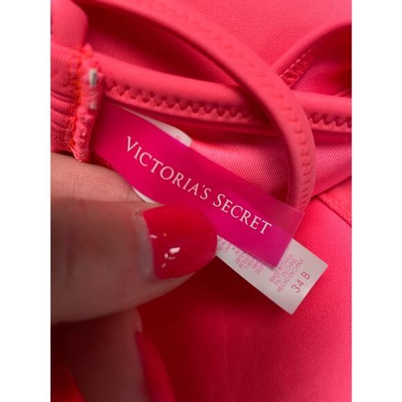 Victoria’s Secret hot pink ruffled bikini swim top push up womens size 34 B - Picture 5 of 5